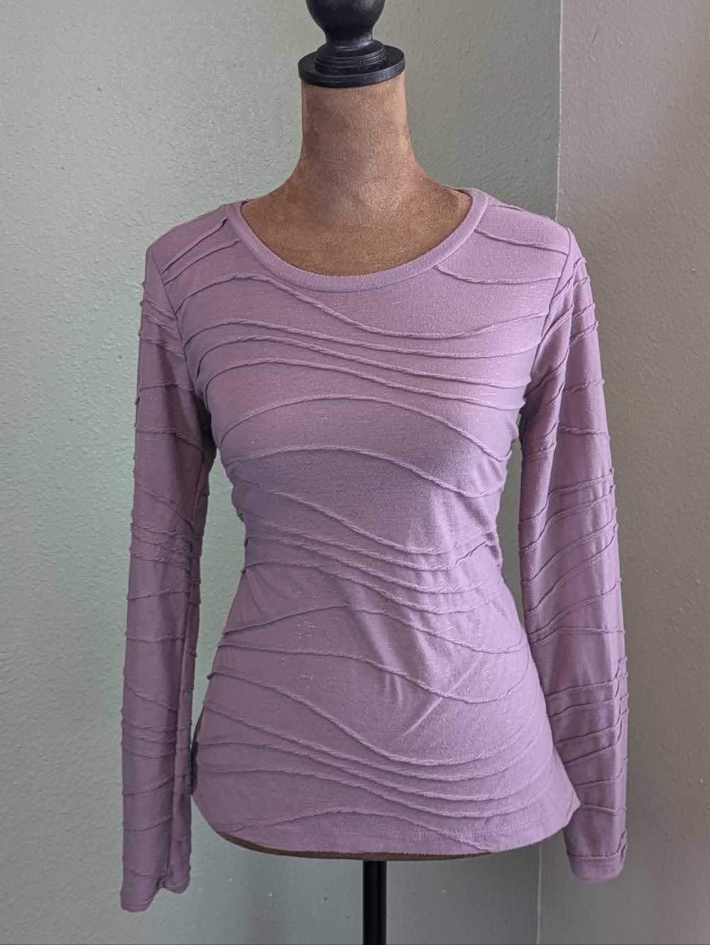 Simply Vera Vera Wang Lavender Wave-Texture Long Sleeve Top